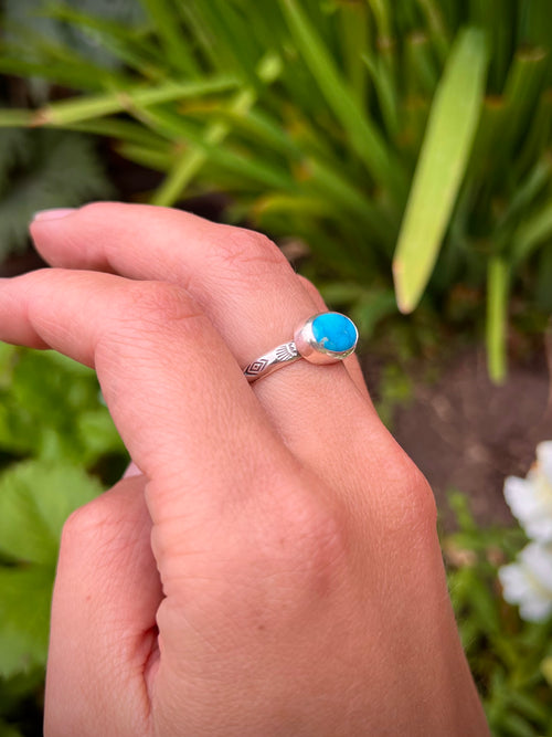 Blue Ridge turquoise stamped band ring (size 7.5)
