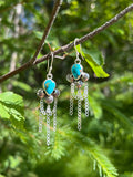 Turquoise chain fringe earrings