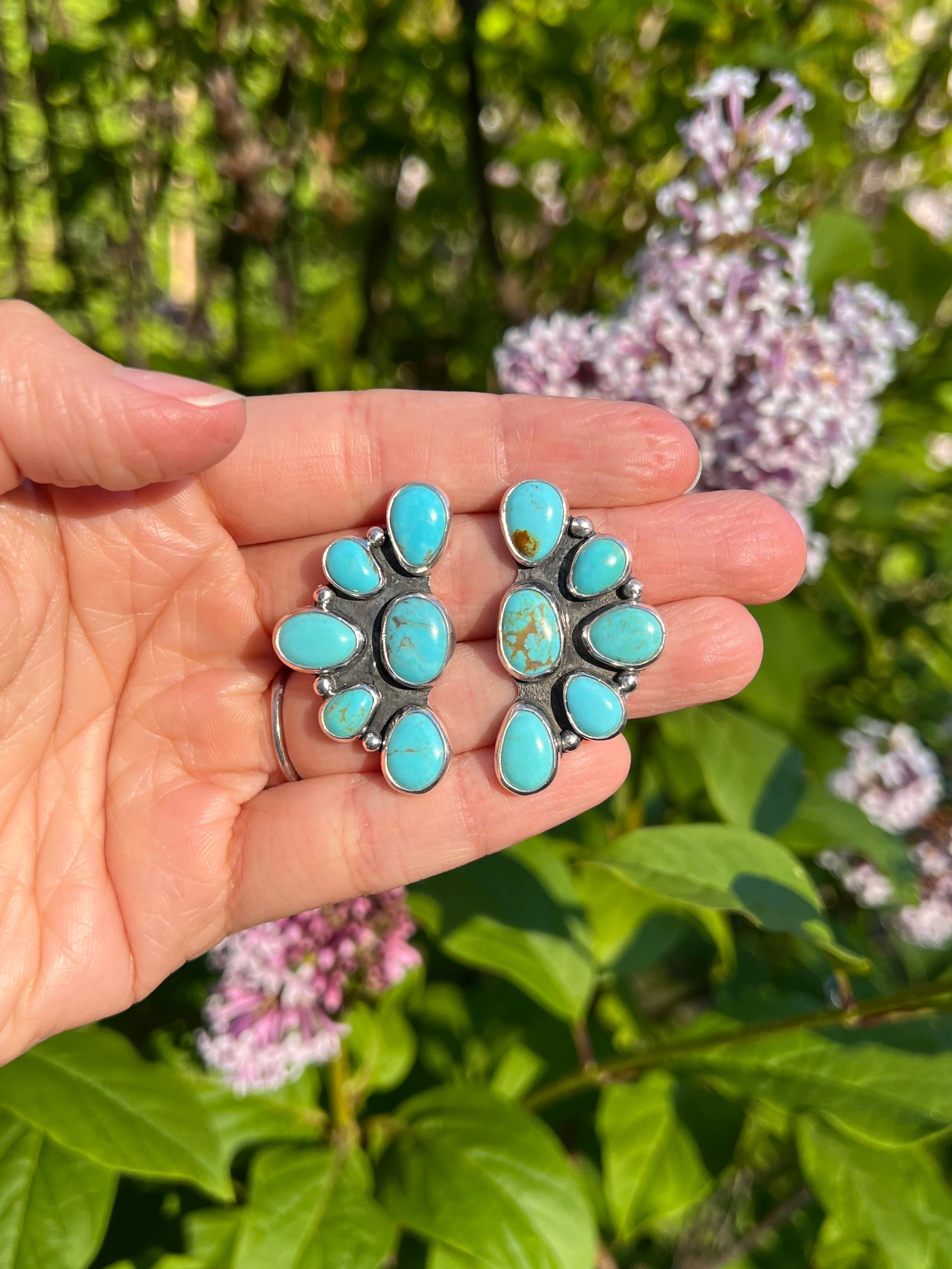 Turquoise cluster earrings