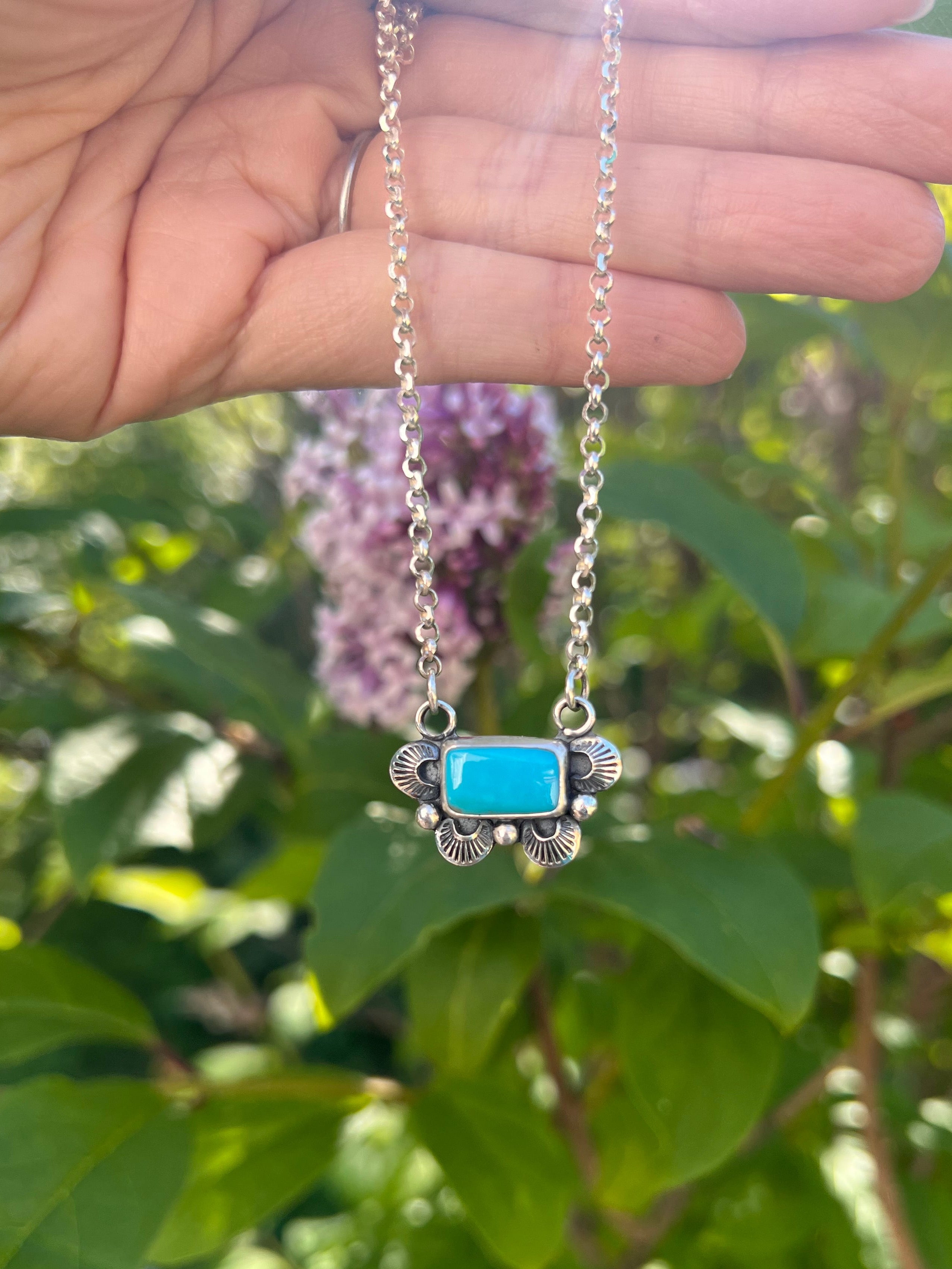 Turquoise stamped necklace